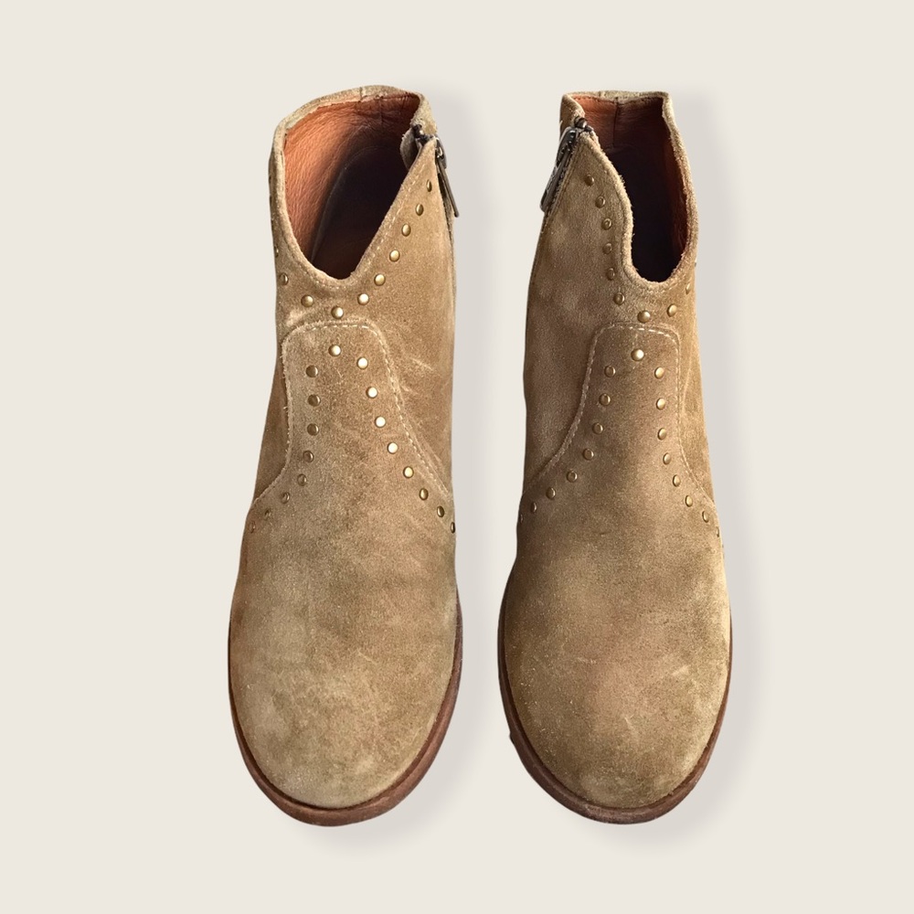 Frye Nora Stud Genuine Suede Zip Ankle Booties - Picture 11 of 15